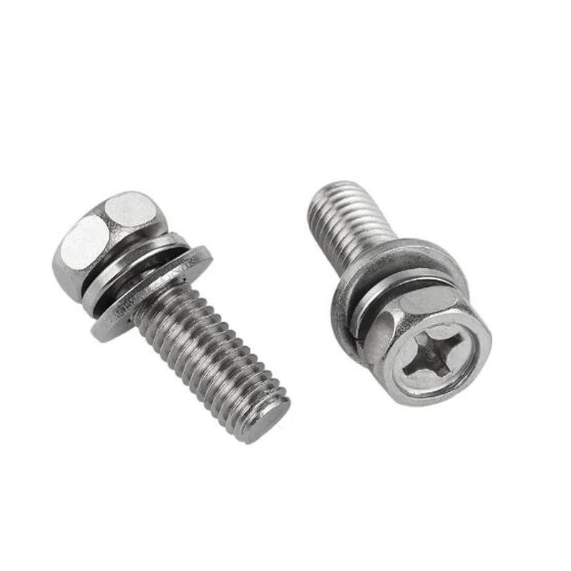 M2.5 M3 Stainless Steel ASTM A193 A914 B8 B8M B8T ASTM A453 GR660 A286 Cross Recessed Hex Head Screw Assembled With Washer
