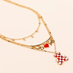 Bear with Enamel Layer Pendant Necklace Plated Love Heart Virgen De Guadalupe Cute for Women New Hot Sale 18k Gold Necklaces 25g