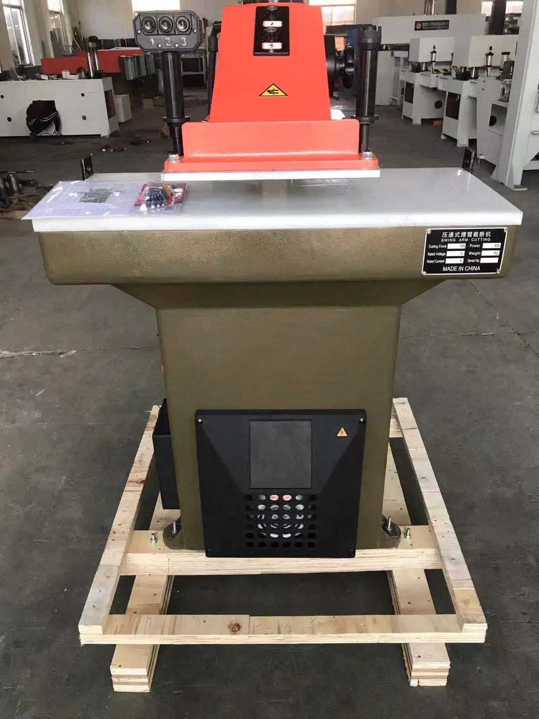 hydraulic swing arm die press machine and clicker cutting press for leather goods