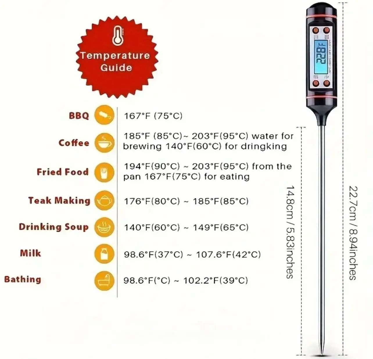 Instant  Digital Food Meat Thermometer Ideal for Culinary & BBQ Purposes, Designed for Outdoor Grilling