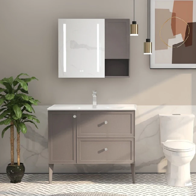 Huida New 0 formaldehyde Antiflaming Ultra-high restore mirror Aluminium Alloy frame Bamboo fibreboard bathroom cabinet