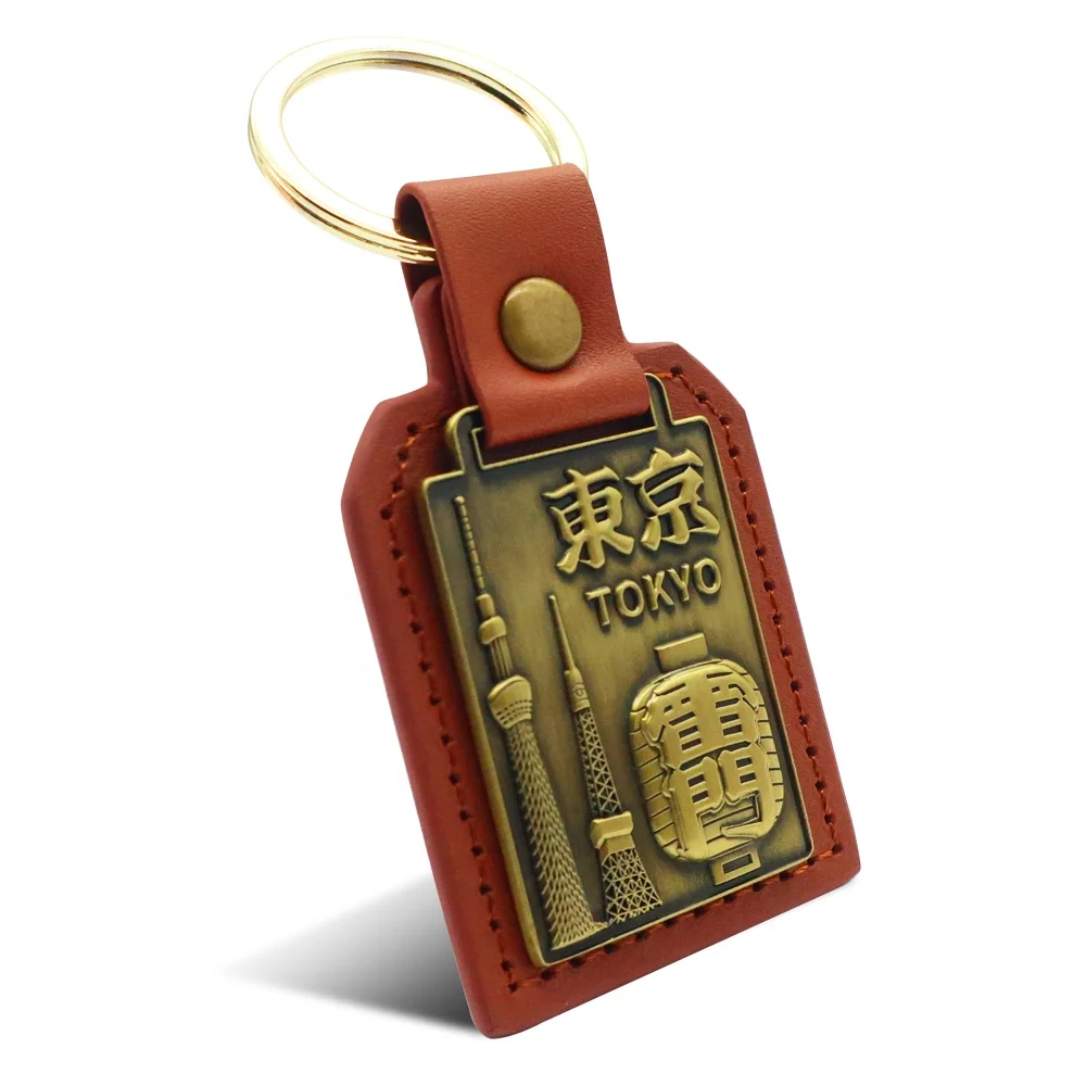 custom made  tokyo tower PU leather japan japanese traditional lucky cat keychain