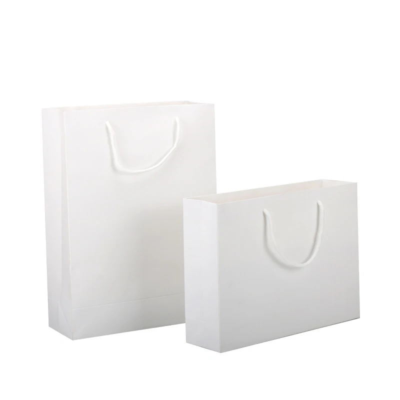 Customized Shoulder Length Handle White Big Paper Bag For Clothing Underwear