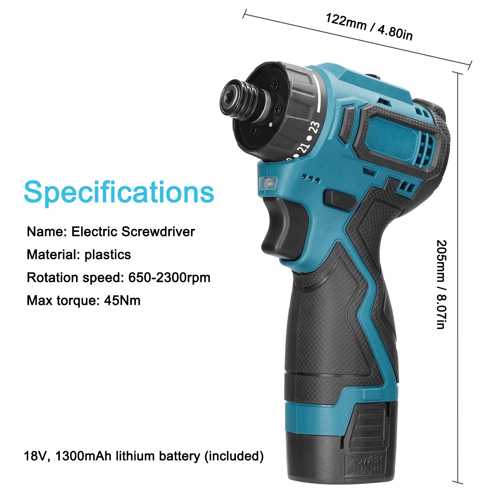 18V Lithium Screwdriver 45N.M Torque Adjustable 2 Speed Multifunctional Repairing Tool Kit Brushless Motor Electric Screw Driver
