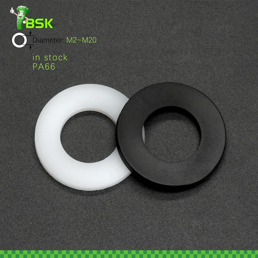 Plastic washer for bolt size M2-M20 Flat Washer Nylon PA66 wheit black Transparent Clear Plastic Washers Flat Gasket