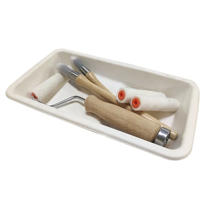wholesale Interior Paint tools accessories Palette bagasse paper material paint tray set decorative Paint roller brushes