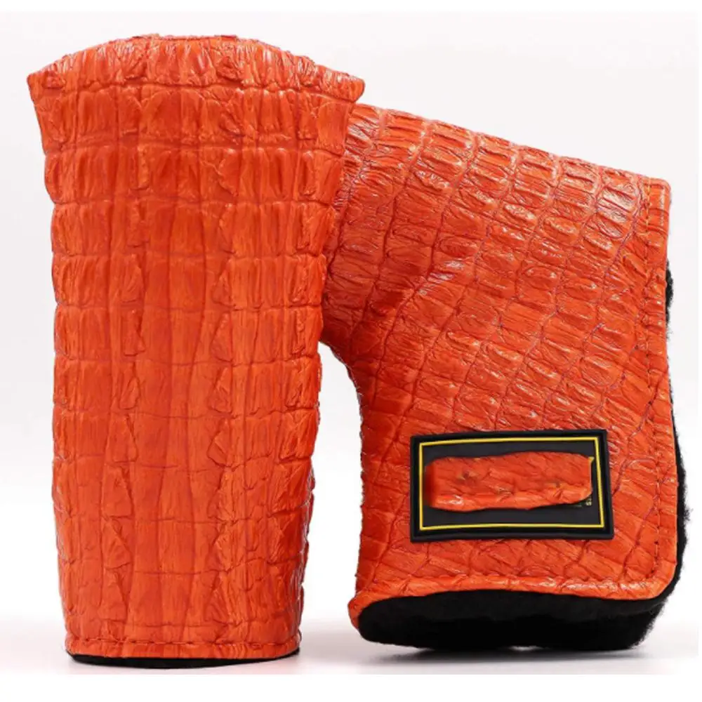 
Amazon hot sale custom made ostrich leather pu waterproof white golf club putter headcovers 