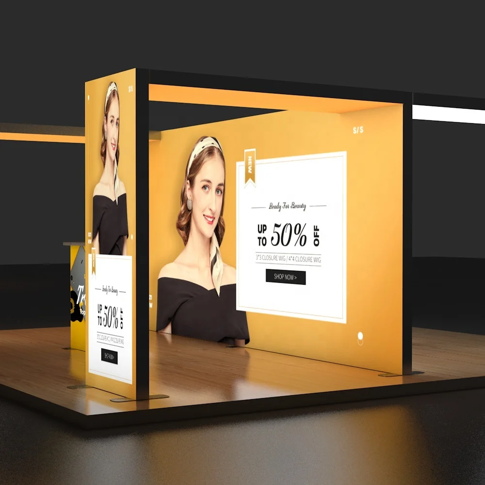 Fast Setup Aluminium Profile Backlit Led Lightbox Display Fabric Light Box Exhibition Booth