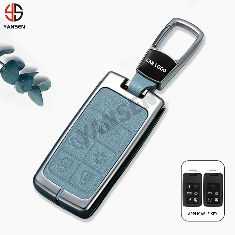 Leather Car Key Case Cover for Volvo S60 V60 XC60 S70 V70 XC70 S80 XC90  Auto Key Fob Shell Car Styling Keychain Accessory