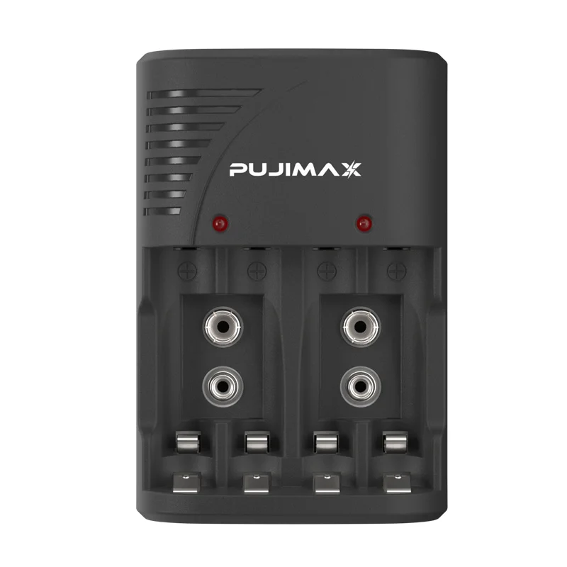 PUJIMAX popular 6f22 9v battery charger aa aaa nimh rechargeable battery charger 4 slot fast power battery charger for 9v aaa aa