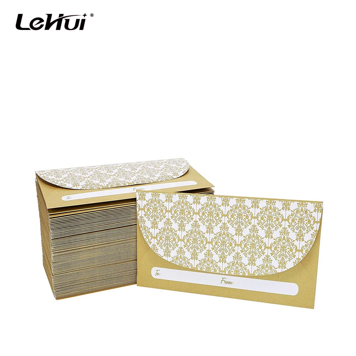 Bulk sale 100-Pack 6.5 x 3 Inches Currency Envelopes With gold designs For Cash Gifts Graduations Weddings and Birthdays