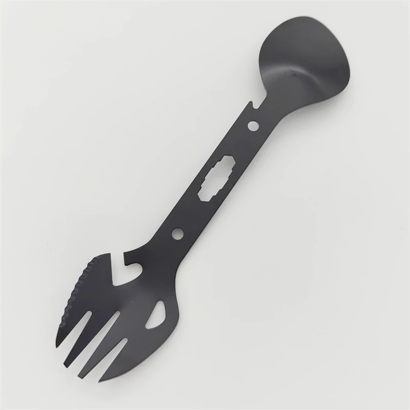 JKCS-003 Survival Gear Stainless Camping Cookware Multifunction Steel Knife Spoon Fork For Outdoor Camping