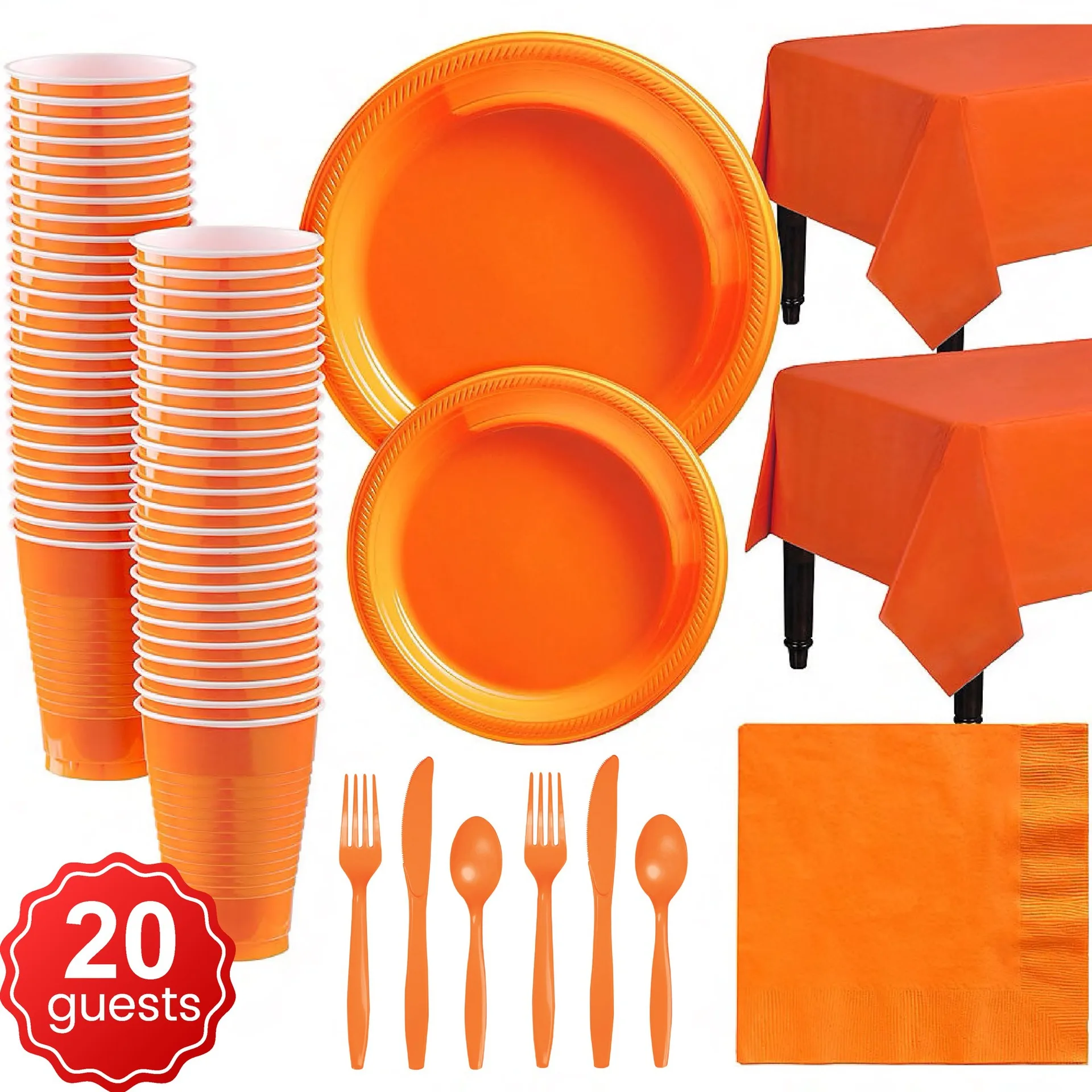 Single color party set disposable plastic plates and cups birthday party decoration for 20 people