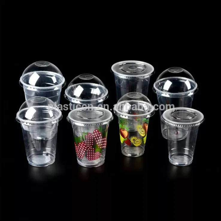 
16 oz cups with dome lid fruit juice cup cheap clear plastic cold drink glass 500ml wholesale PP cups 
