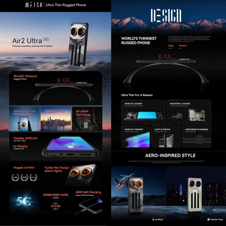 Original IIIF150 Air2 Ultra 5G smartphone 120Hz 16GB+512GB 108MP camera ultra-thin Android 13 5G mobile phones