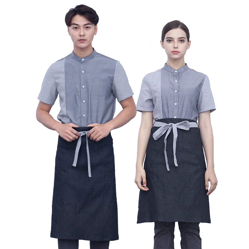 Korean version fashion theme tea restaurant waiter health work clothes shirt men and women KTV network coffee shop short sleeve