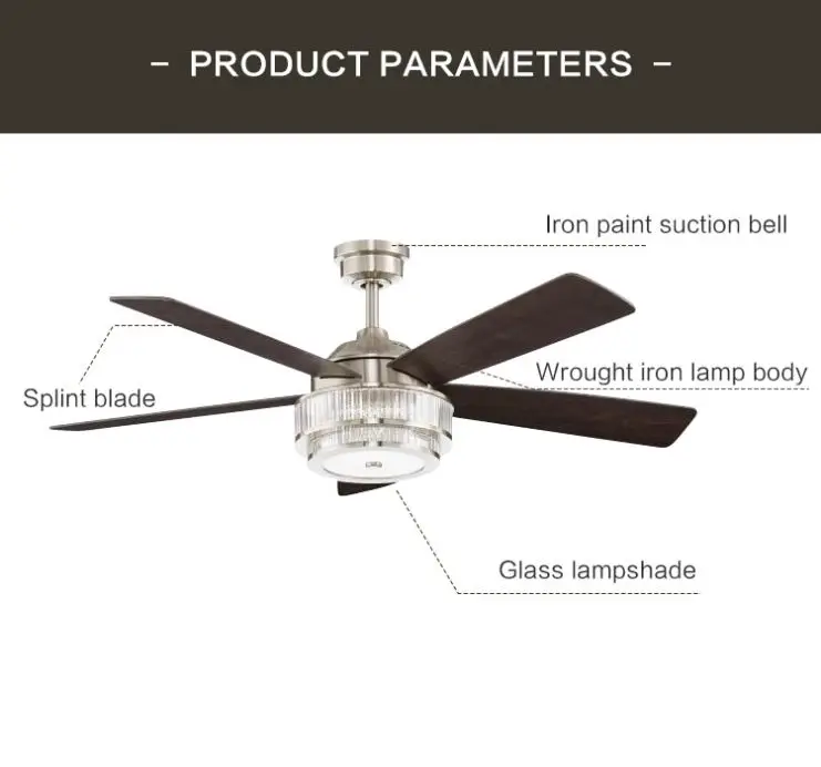 Simple American Style Decorative Crystal Luxury Chandelier Bedroom Remote Control Ceiling Fan Light