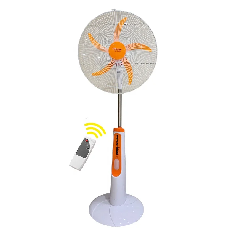 AC DC Solar Emergency Fan Floor Rechargeable Fan 18 Inch Charging Fan with Led Light