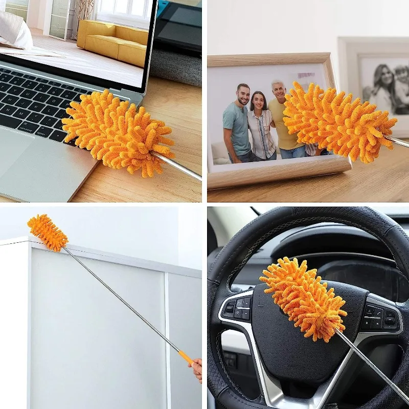 Hand-Washable Cleaning Duster with Retractable Pole and Detachable Features for Office Car Windows Furniture Cleaning Products