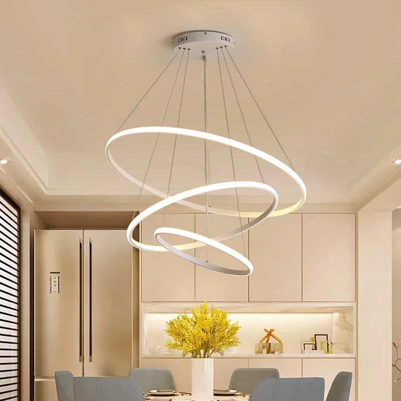  Simple Luxury Hanging Lighting Indoor Decor Circle Rings Modern Gold Led Pendant