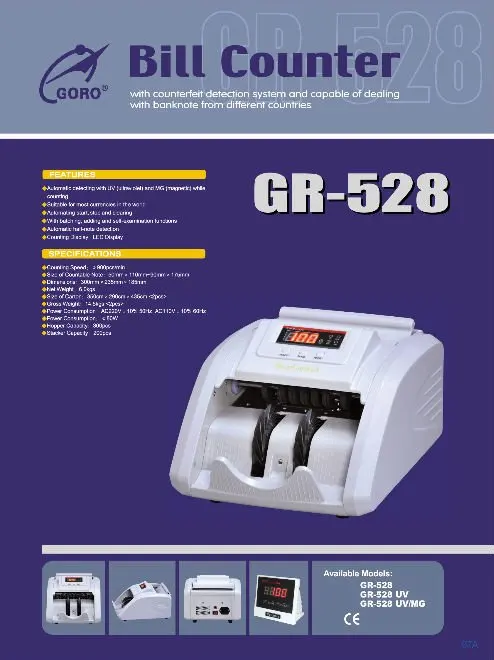 Portable Mixed Money Counting Machine Multi Currency Automatic Bill Counters money counters currency GR-528 UV/MG