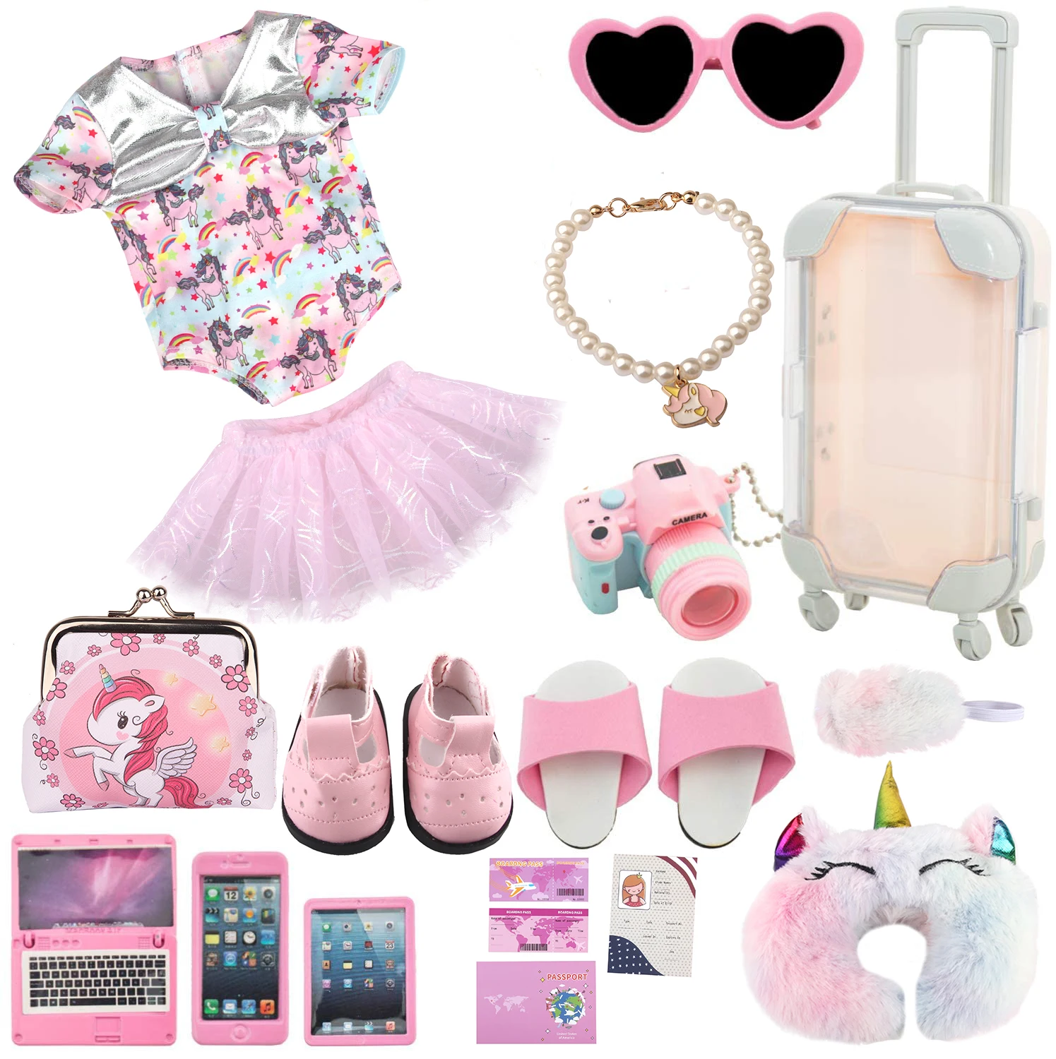 Dolltalk Hot Sell Doll Travel Set For 18 inch American Doll With Dress Toy Set