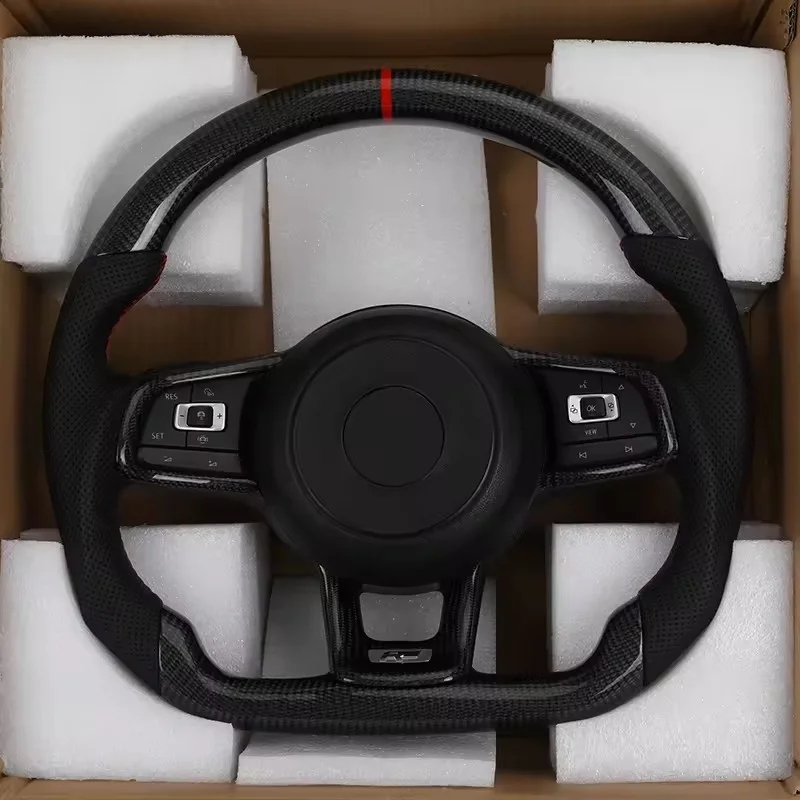 R-Line Half Perforated Leather Carbon Steering Wheel for Volkswagen VW Golf 5 6 7 R MK6 MK7 MK8 Jetta Passat B8 Polo Tiguan GTI