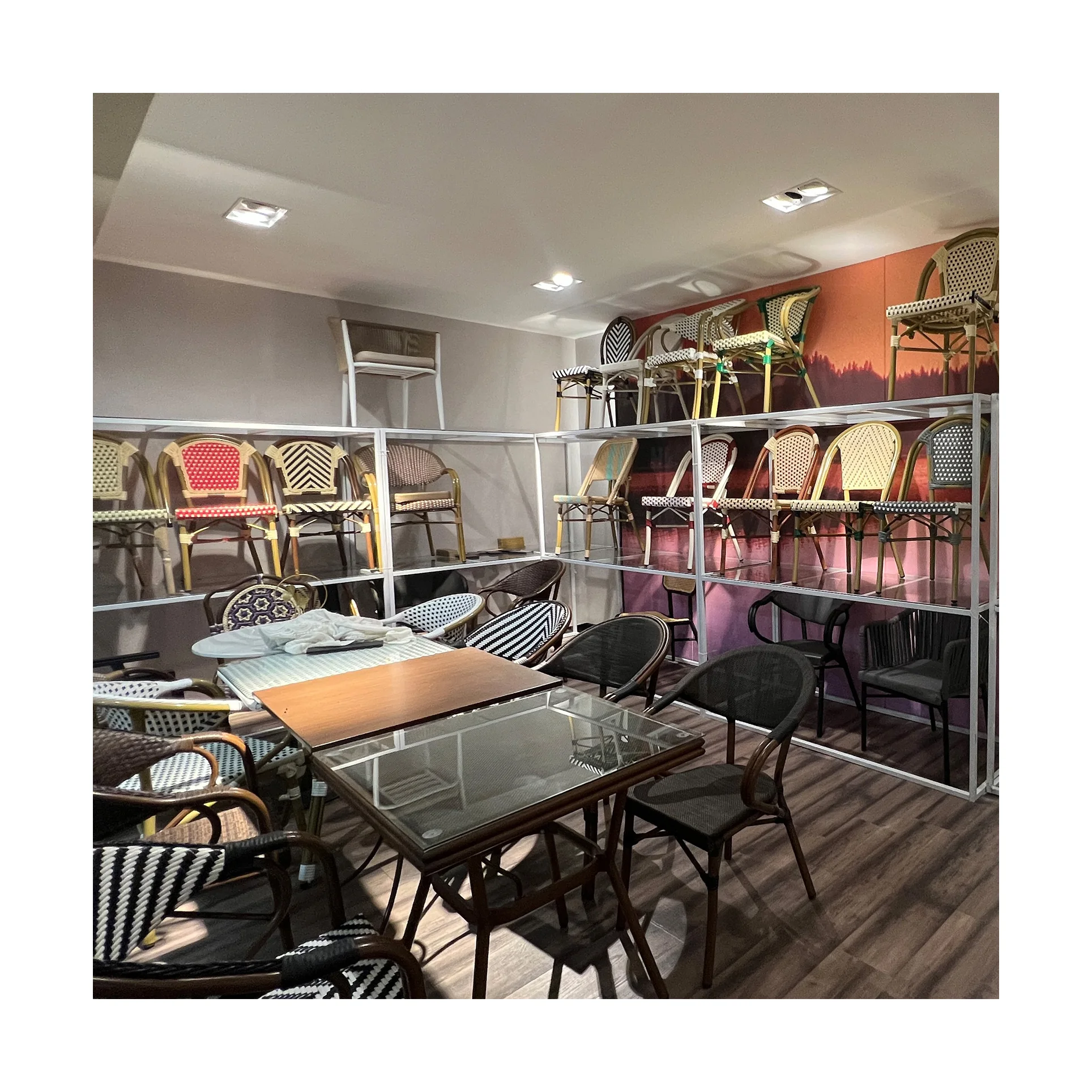 MOJIA Aluminum Natural Rattan Seat Backless Counter Stool Aluminum rattan chair high Sturdy and durable design for outdoor