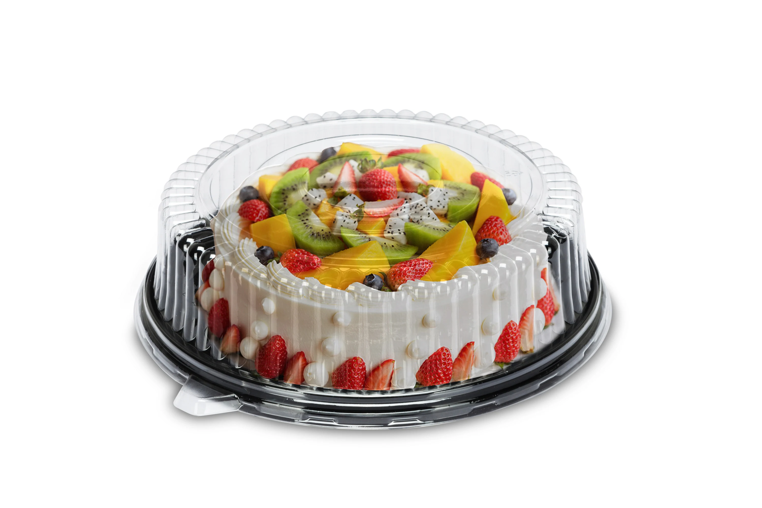 16 In. Plastic Party Black Serving Trays With Clear High Dome Lids,Fruit Veggie Catering Platter Trays For Serving Food