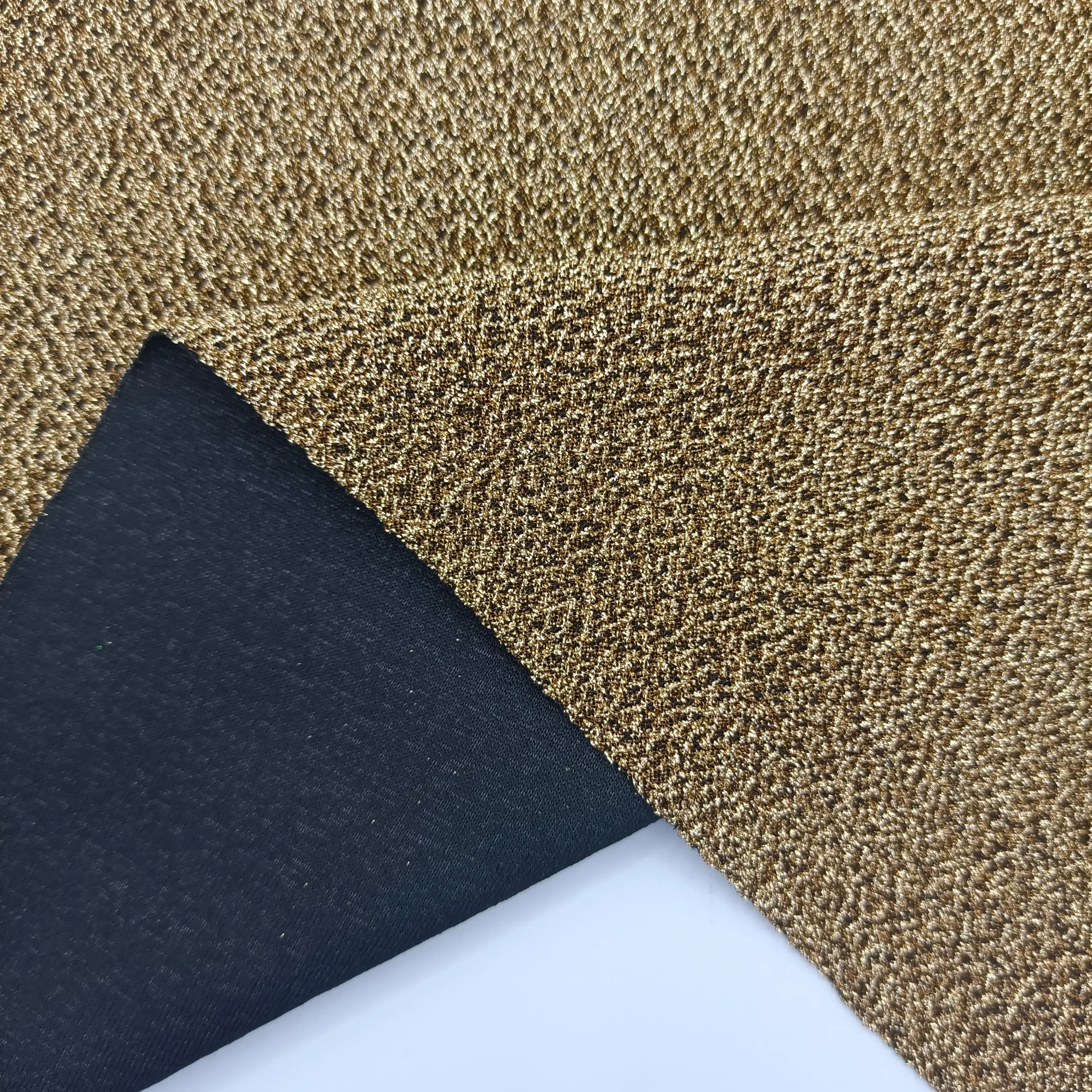 Custom pattern Polyester spandex Knit fabric gold metallic fabric jacquard lurex knit fashion fabric