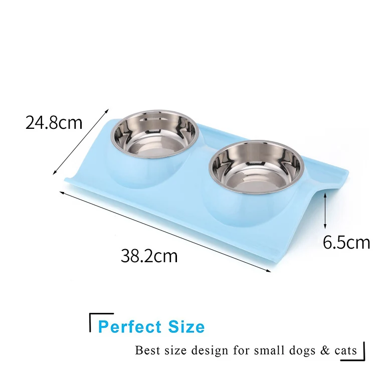 Hot Selling Designer Food Grade Plastics Pet Cat Food & Water Bowls Feeder Metal Stainless Steel Double Dog Bowl