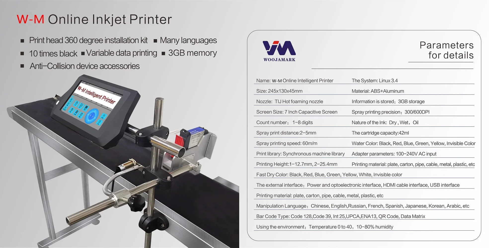 Portable Online  Multi Language Digital Inkjet Printer Thermal Inkjet Printer TIJ Coding Machine