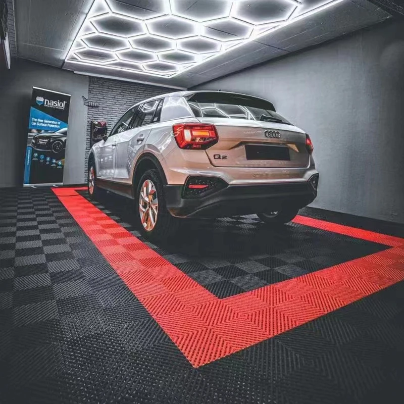 Rigid Modular Colorful Interlocking Garage Floor Tiles Industrial Plastic Garage Flooring Mats For Car Detailing Shop Workshop