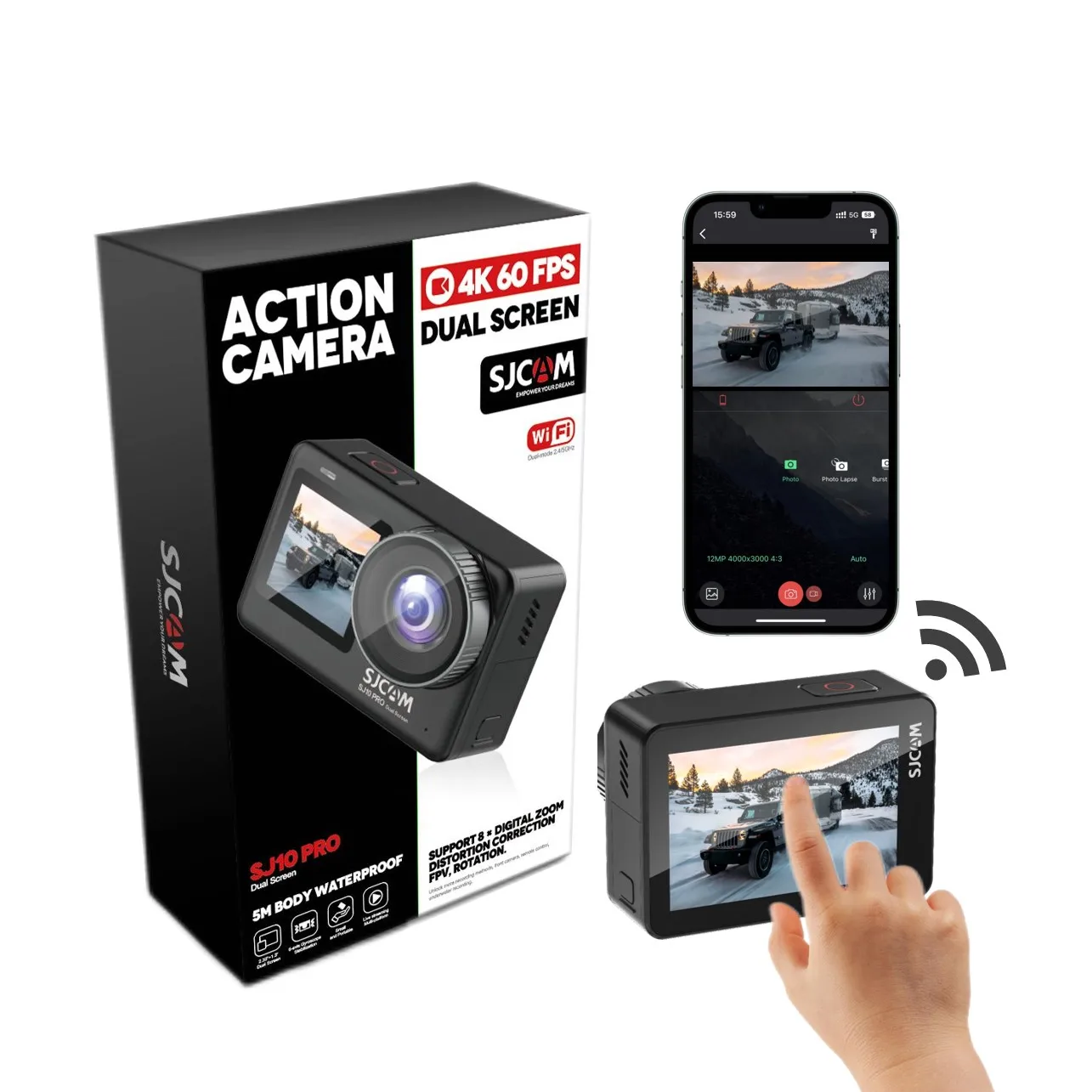 Go Pro 4K60FPS 12MP WiFi Action Camera with Touch Screen IPX8 33FT Waterproof Camera EIS 2.0 Zoom Support External Mic Vlog