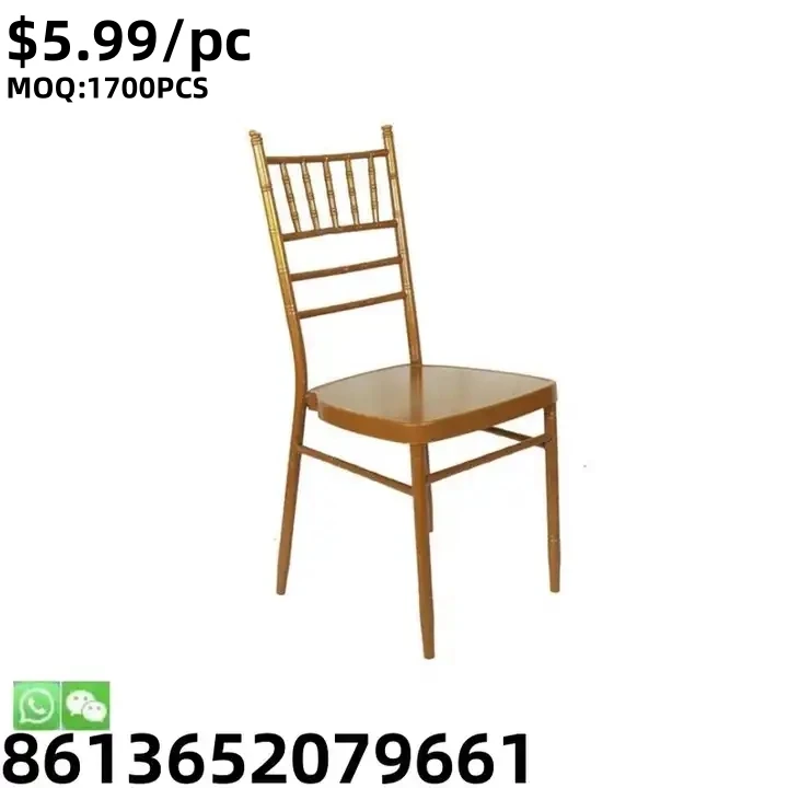 TSF Metal Chiavari Tiffany Throne Outdoor Garden Wedding Stacking Cheap Hotel Dining Gold Banquet Chair For Banquets