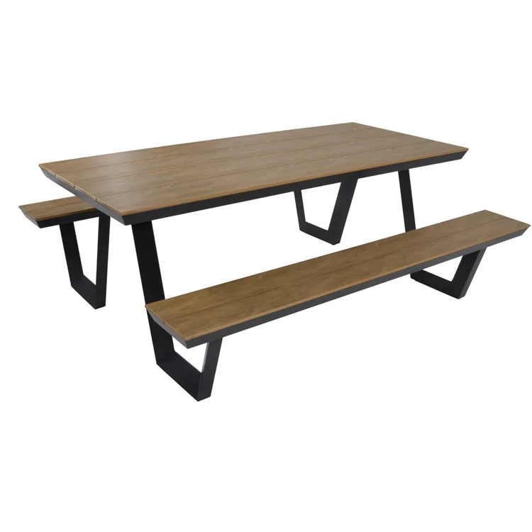 outdoor 6 foot 8 foot wood plastic composite picnic bench table outside restaurant commercial long picnic table with bench