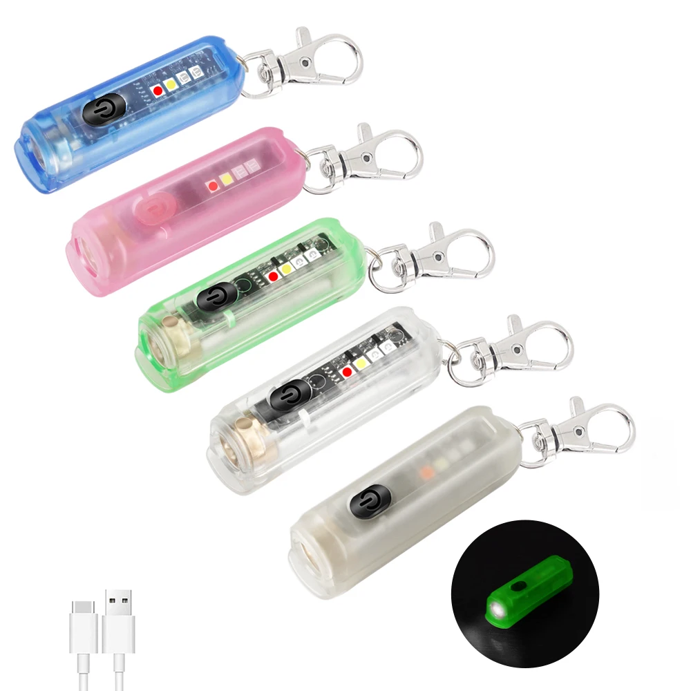 New Powerful LED Keychain Flashlight Waterproof Rechargeable Portable Torch Lamp Small Lightweight COB Light For Outdoor