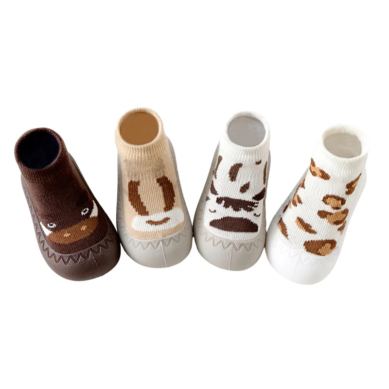 Leopard Print Infant Baby Kids Sole Shoe Socks With Rubber Soles Socks Shoes For Baby 0-3 Years Baby Socks Shoes Infant