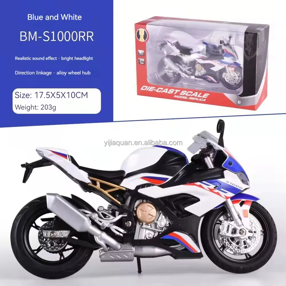 Литой сплав 1:12 для мотоцикла BMW-S1000RR имитация легкосплавной модели автомобиля звуковая и светлая модель декоративная игрушка