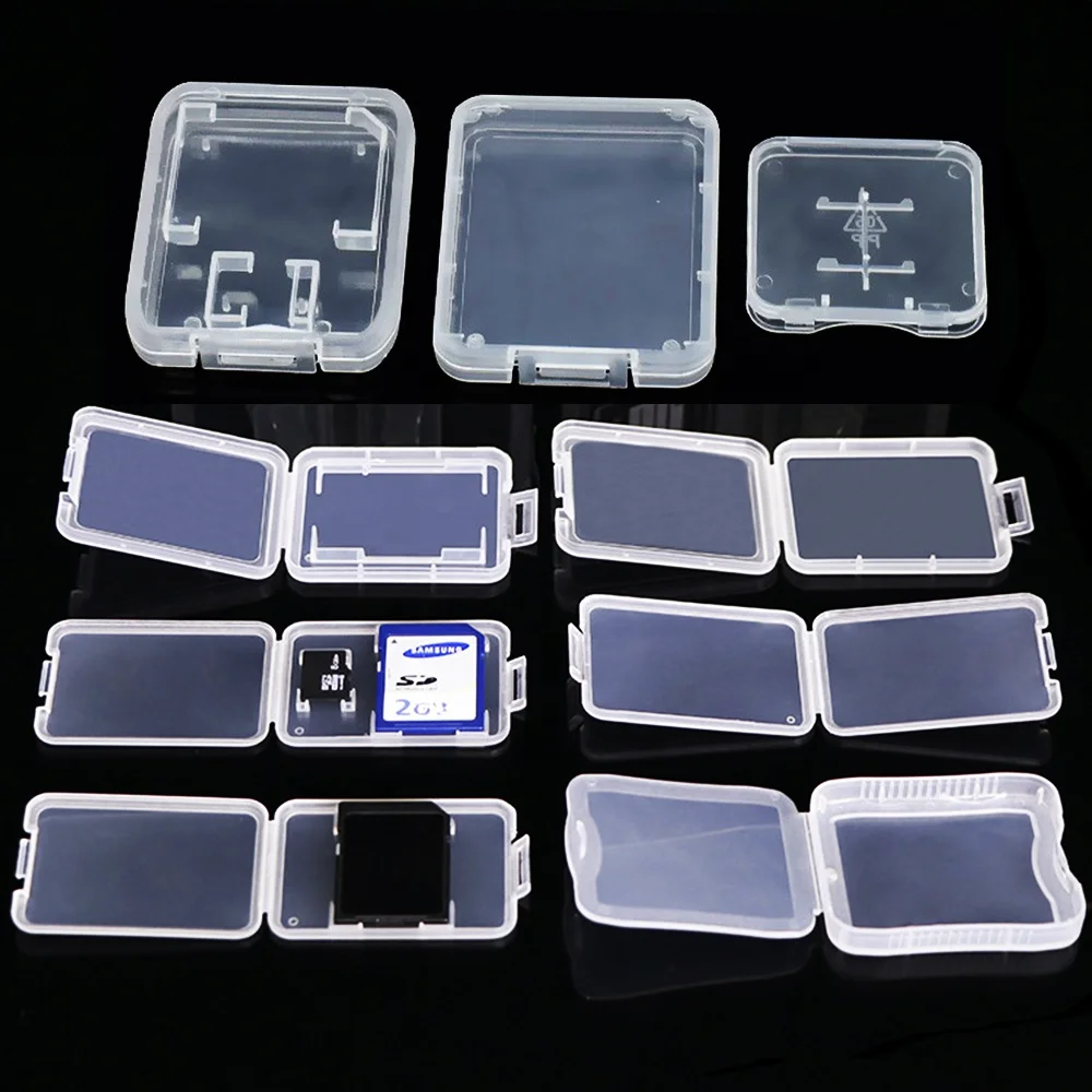 PP Plastic Memory Card Storage Box Clear Multipurpose Display Case Plastic SD TF CF Card Holder Multiple Sizes