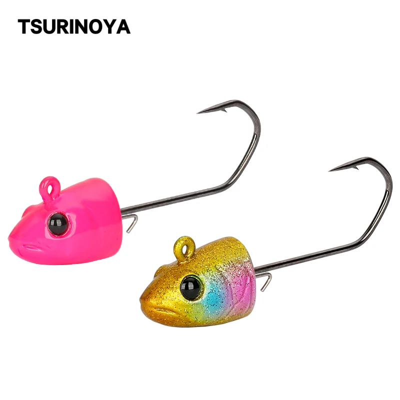 TSURINOYA JIG HEAD Hooks 11g 14g Lead Jig Soft Lure Worm Fish shaped Crank Fishing Hook Sea Bass Jigging Metal Fishing Tackle