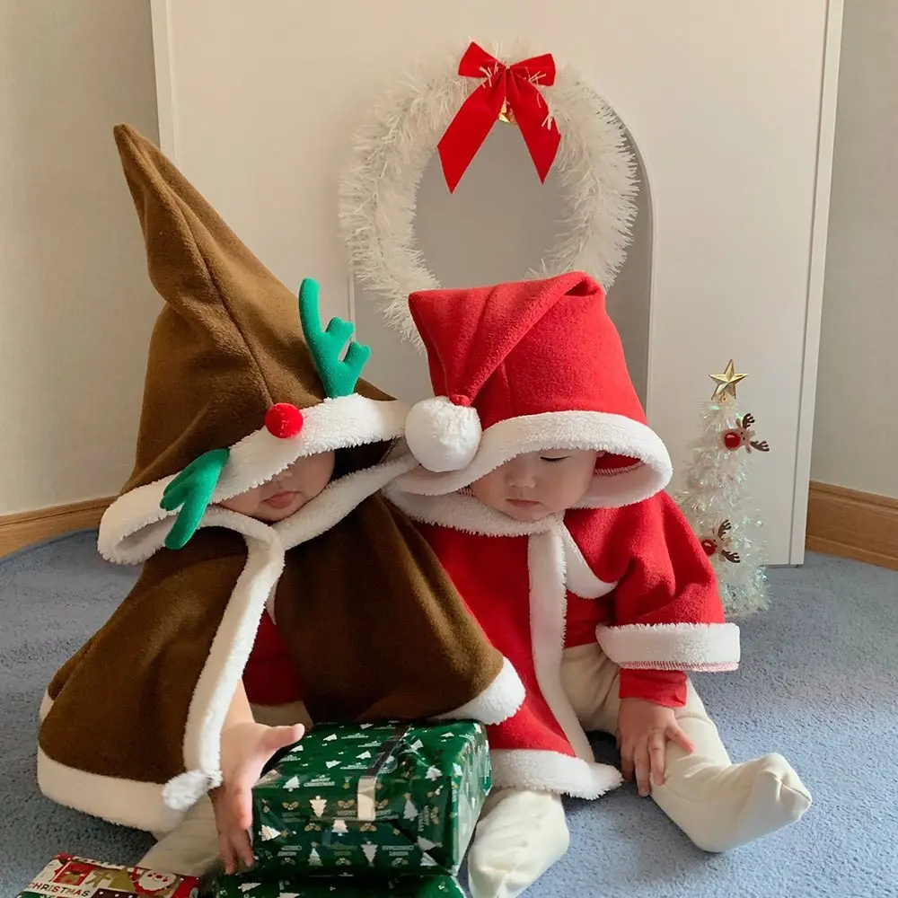 Новинка Осень-зима 2021, детская теплая бархатная детская утолщенная Рождественская накидка