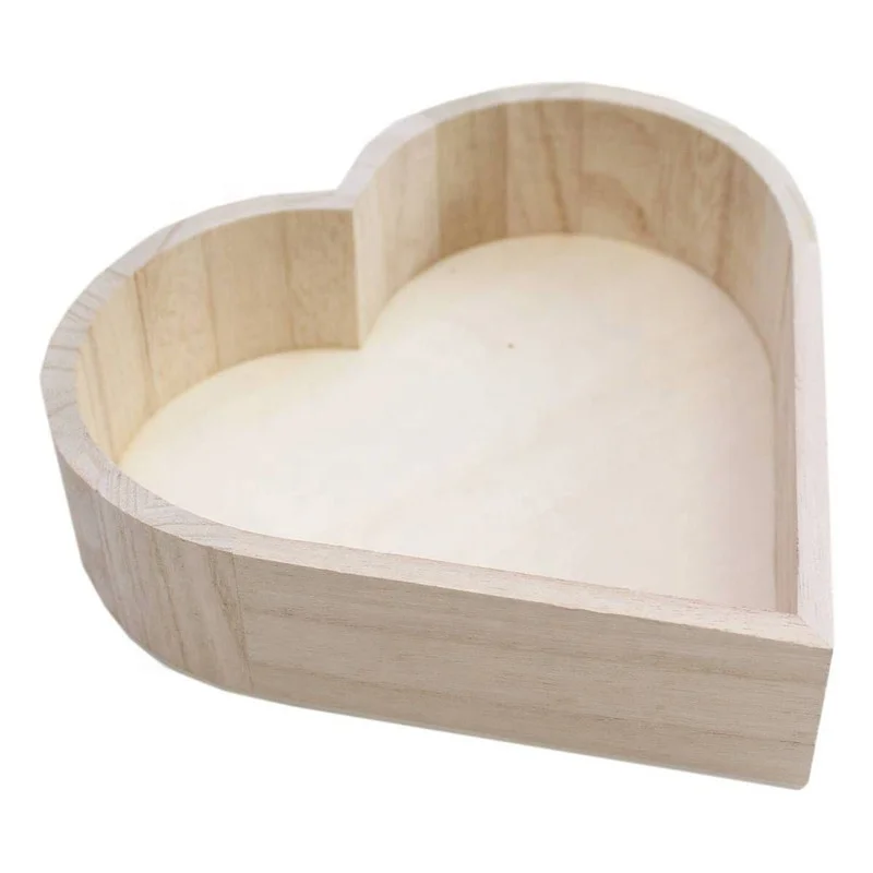 OEM Wood Heart-Shaped Box Newborn Photo Shoot Accessories Basket Serving Display Tray