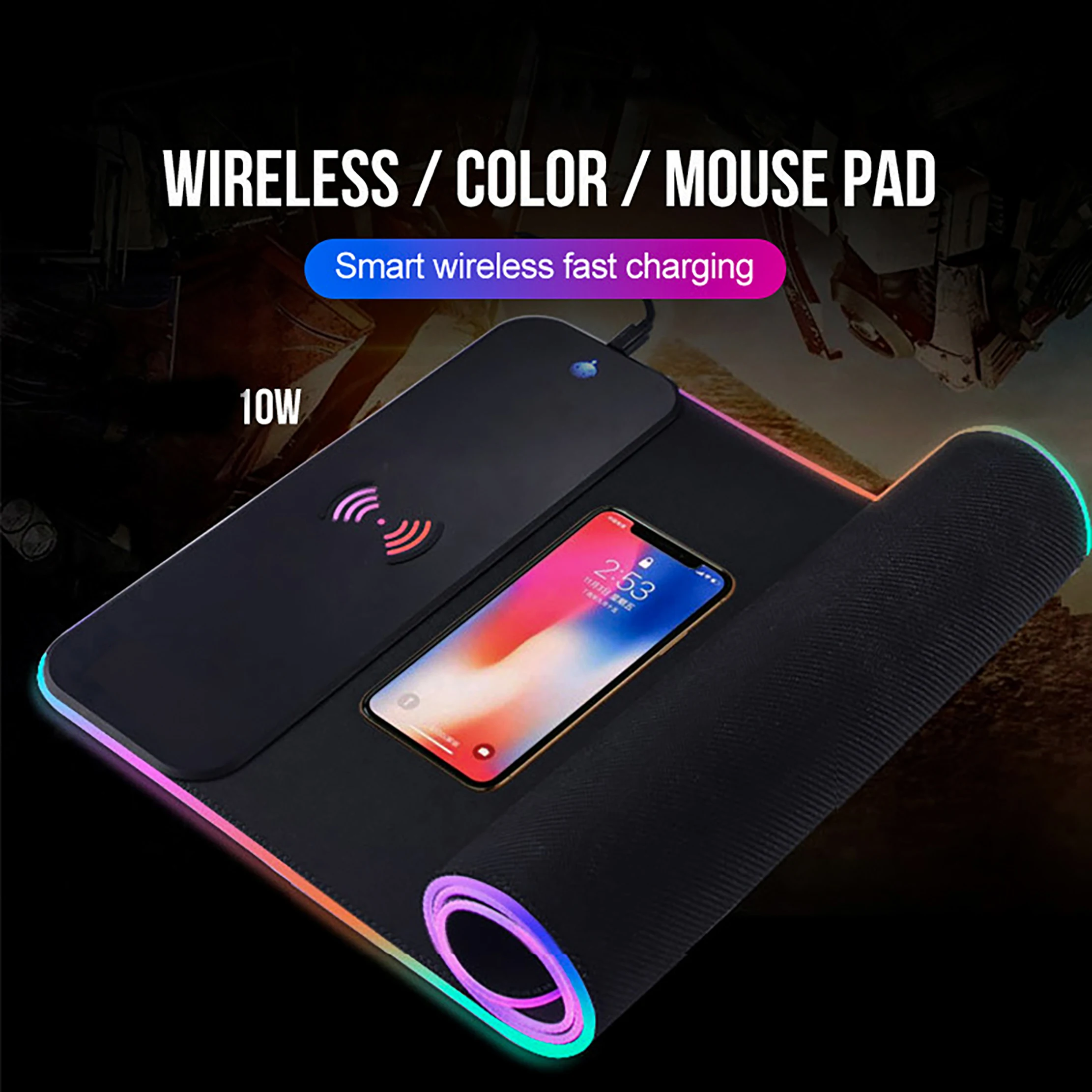 JARONX 10W Rgb Larger Gaming Mousepad Led Computer Pad Wireless Charging Keyboard Mouse Pad Custom