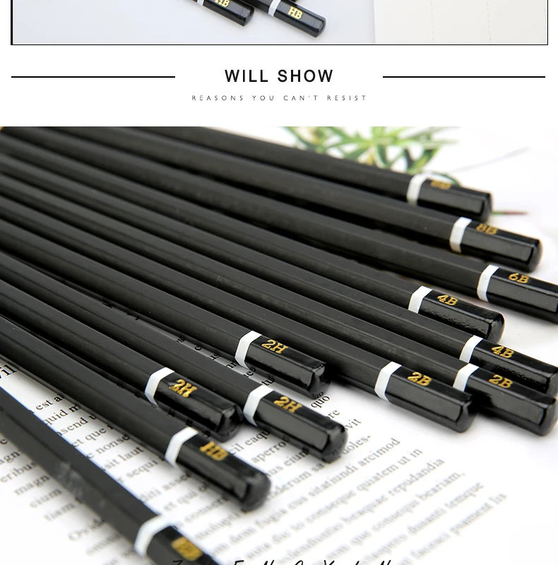 Custom Standard Lead Pencil Graphite Drawing Pencil Bulk Wooden Round Hexagonal Triangle  pencil 2 b