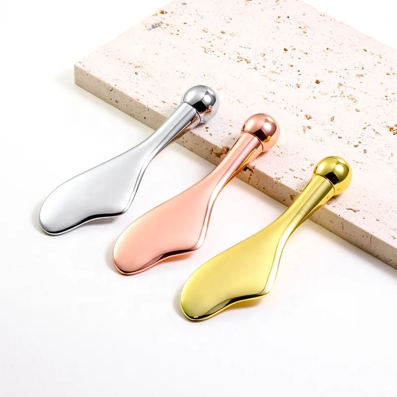 Rose gold V-face Meridian Eye Cream Massage Stick Cold Compress Metal Scraping Gua sha Board