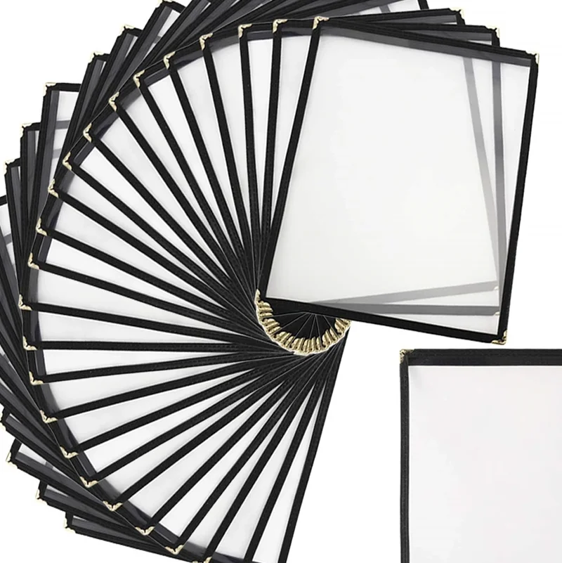 Custom 2 Views PVC Plastic Frame A4 Restaurant Menu Covers For Hotel And Cafe