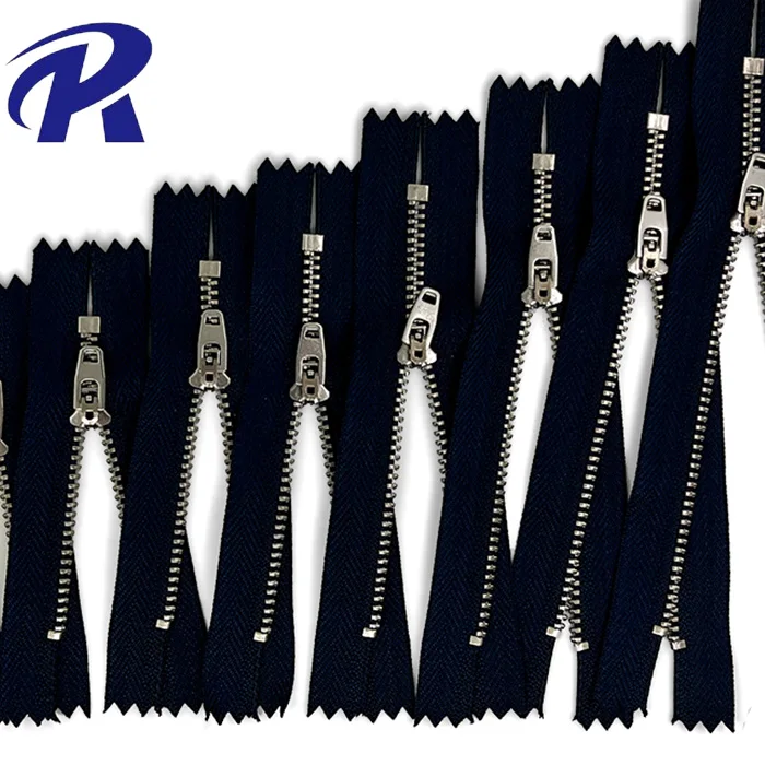 Zipper 8mm Metal  for Bags Closed End with Customizable Metal Logo and Smooth Teeth