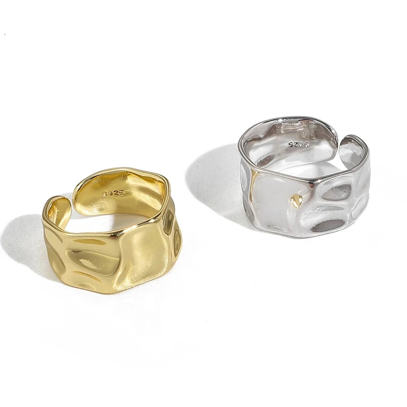 Fashion Irregular Concave Convex Gold Silver Color With Open Finger Rings for Woman