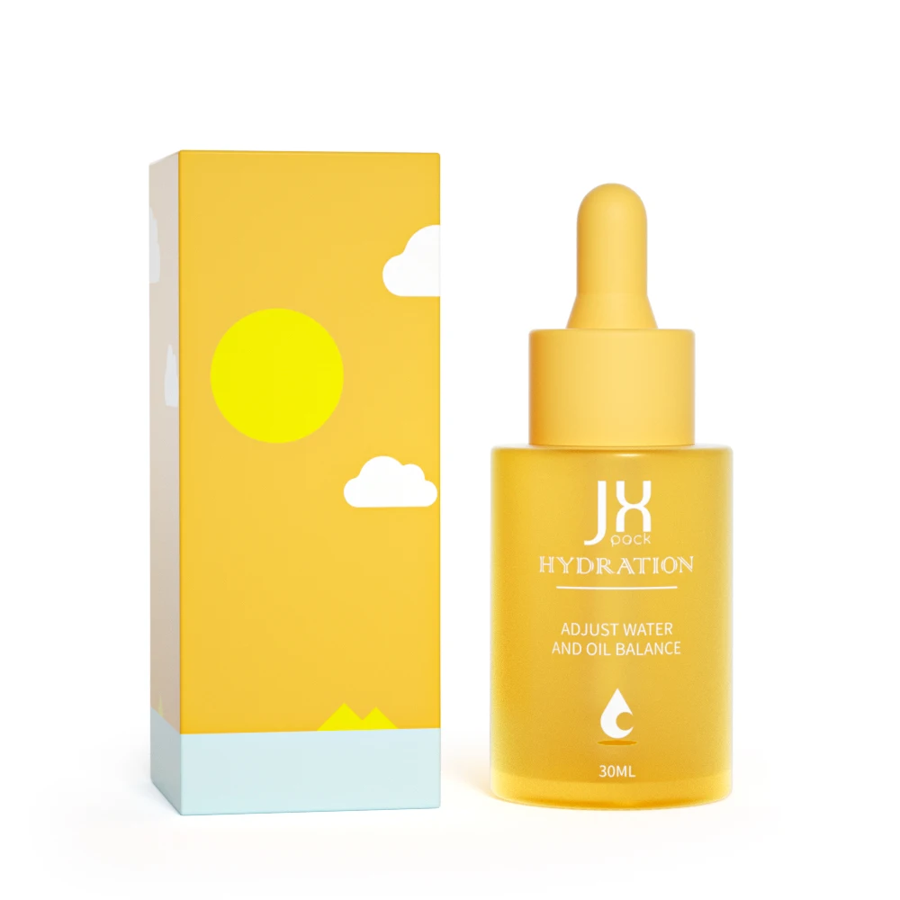 1oz Cosmetic skin care essential oil bottle packaging frosted glass flat shoulder 30ml matte pink serum dropper bottle with box